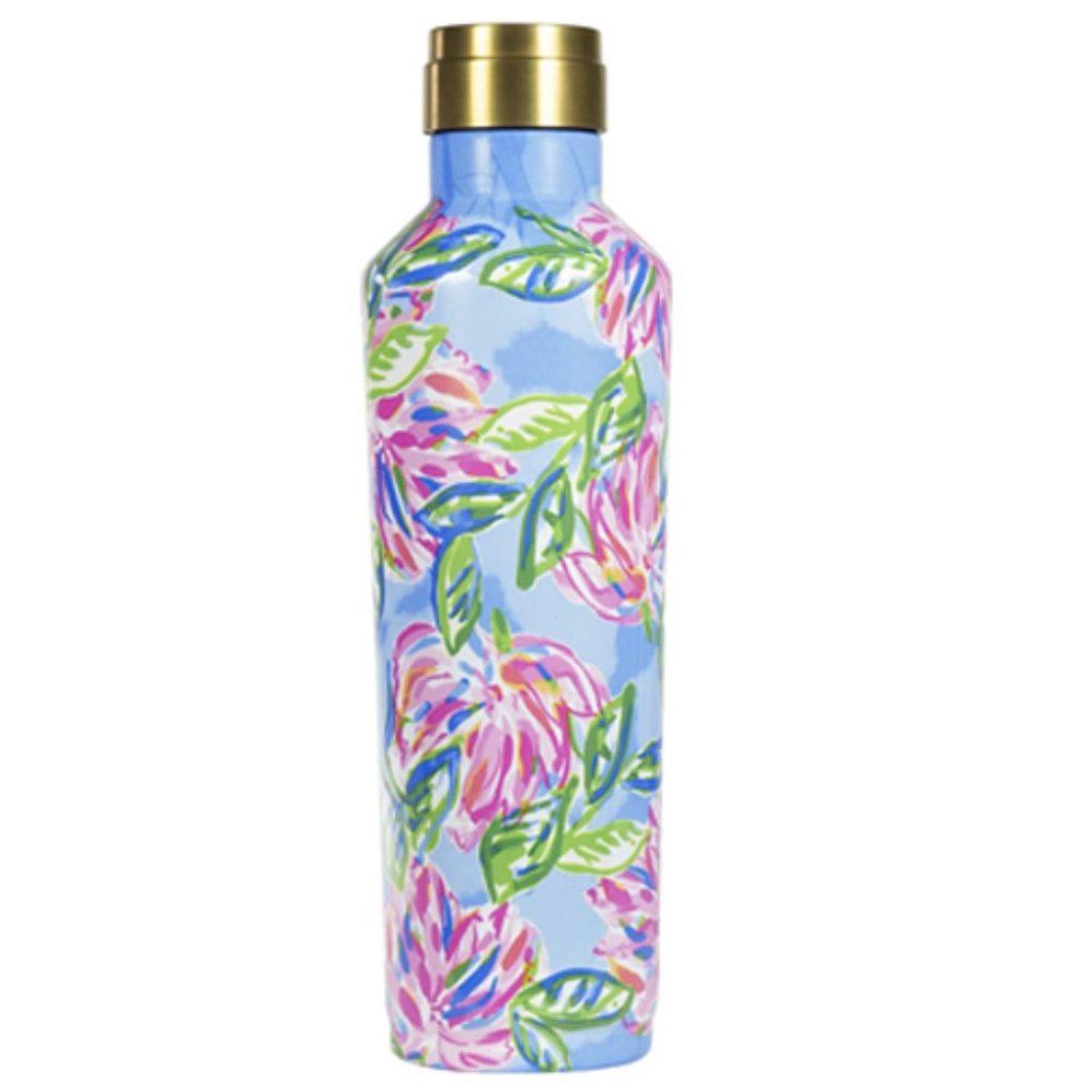 Lilly Pulitzer Pink/Blue/Green 25 Oz Double Wall Steel Travel Canteen Bottle